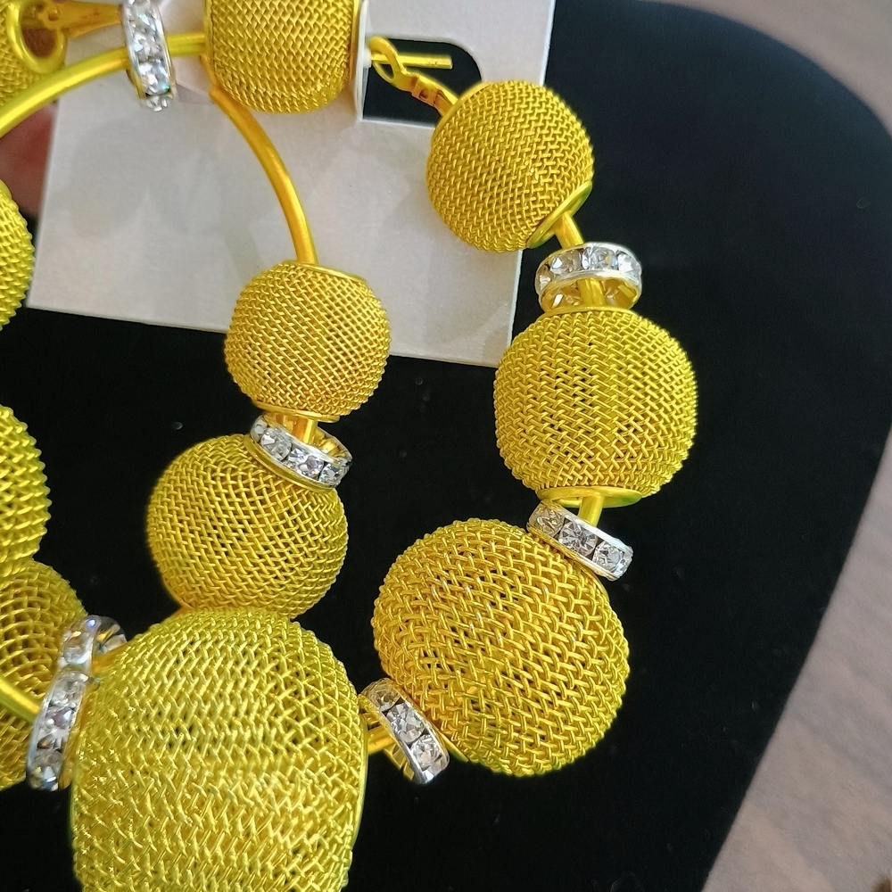 Yellow and Gold Women's Large earrings - Picture 4 of 5